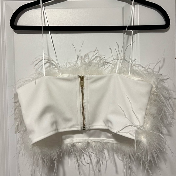 NWT ShopStarlow Blanc Type Feather Top - White M - Picture 5 of 7